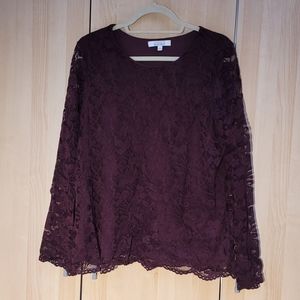 Wine colored lace top